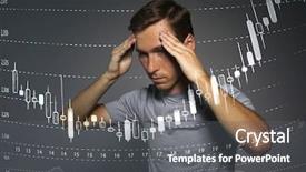 Presentation with data analytics - Colorful slide deck enhanced with technical analysis stocks - finance data concept man working backdrop and a gray colored foreground