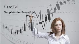  Presentation with data analytics - PPT layouts having technical analysis stocks - finance data concept woman working background and a light gray colored foreground