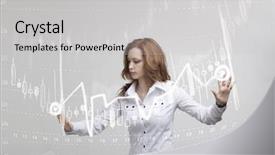  Presentation with data analytics - PPT theme having technical analysis stocks - finance data concept woman working background and a light gray colored foreground