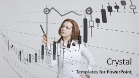  Presentation with data analytics - Amazing theme having technical analysis stocks - finance data concept woman working backdrop and a light gray colored foreground