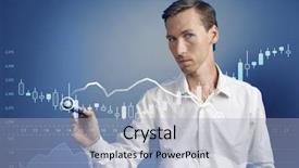  Presentation with data analytics - Presentation enhanced with technical analysis stocks - finance data concept man working background and a light blue colored foreground