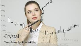  Presentation with data analytics - Audience pleasing PPT layouts consisting of woman working with analytics chart backdrop and a soft green colored foreground
