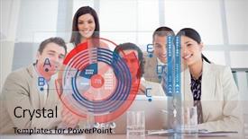  Presentation with abstract chart business - Presentation theme having chart interface in a meeting background and a  colored foreground