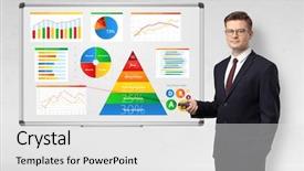  Presentation with pointer - Beautiful presentation theme featuring chart pyramid - handsome businessman presenting health reports backdrop and a white colored foreground