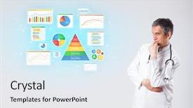  Presentation with aged - PPT theme enhanced with chart pyramid - middle aged nutritionist with nutrient background and a  colored foreground