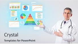  Presentation with drug and nutrient interaction - Audience pleasing slide set consisting of chart pyramid - middle aged nutritionist with nutrient backdrop and a sky blue colored foreground