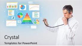  Presentation with aged - PPT layouts featuring chart pyramid - middle aged nutritionist with nutrient background and a light gray colored foreground