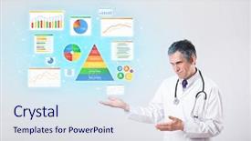  Presentation with middle ages - Slide set consisting of chart pyramid - middle aged nutritionist with nutrient background and a sky blue colored foreground