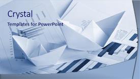  Presentation with paper boat children play - Presentation consisting of chart trash - business concept paper boat background and a  colored foreground