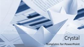  Presentation with closeup of a paper boat - Theme having chart trash - business concept paper boat background and a  colored foreground