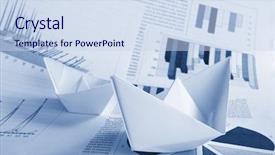  Presentation with boat - Colorful theme enhanced with chart trash - business concept paper boat backdrop and a  colored foreground