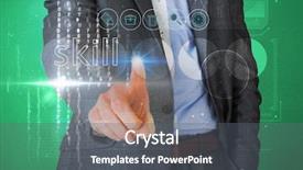  Presentation with interface - Theme featuring chart trash - businessman touching the word skill background and a gray colored foreground