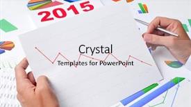  Presentation with desk - Beautiful slides featuring chart with a downward trend backdrop and a white colored foreground