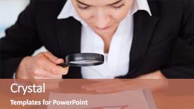  Presentation with gant chart - PPT layouts enhanced with chart with a magnifying glass background and a coral colored foreground