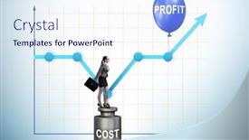  Presentation with cost - Presentation design featuring chart-with-profit-and-cost background and a sky blue colored foreground