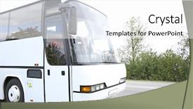  Presentation with bus - Amazing slide set having charter - big touristic bus outdoor backdrop and a white colored foreground