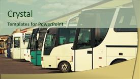 Presentation with bus - Slides consisting of charter - buses at the bus station background and a mint green colored foreground