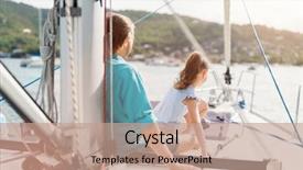  Presentation with sunset sailing - PPT theme having charter - family of father and daughter background and a coral colored foreground