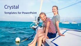  Presentation with mother board - Slide deck enhanced with charter - family of mother and daughter background and a sky blue colored foreground