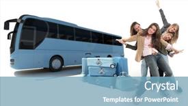  Presentation with girls trip - Amazing presentation theme having charter - group of happy girls celebration backdrop and a teal colored foreground