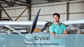  Presentation with plane - Slides enhanced with charter - handsome young man standing background and a light blue colored foreground