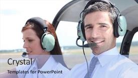  Presentation with cockpit - Cool new PPT theme with charter - man and woman backdrop and a light blue colored foreground