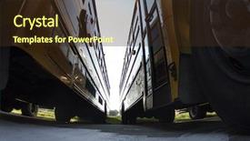  Presentation with buses - Presentation theme having charter - school buses prepare for another background and a wine colored foreground
