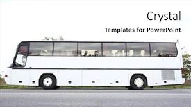  Presentation with bus - Slide set featuring charter schools - big touristic bus outdoor background and a  colored foreground