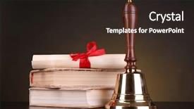  Presentation with gold - PPT theme consisting of charter schools - gold retro school bell background and a wine colored foreground