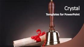  Presentation with scrolls - Presentation theme with charter schools - gold retro school bell background and a black colored foreground