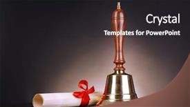  Presentation with dark scroll - PPT theme featuring charter schools - gold retro school bell background and a dark gray colored foreground