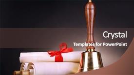  Presentation with scrolls - Beautiful PPT theme featuring charter schools - gold retro school bell backdrop and a tawny brown colored foreground