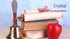  Presentation with nyu school - Amazing presentation theme having charter schools - gold school bell with school backdrop and a sky blue colored foreground