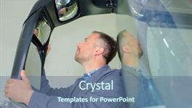  Presentation with bus - Theme with charter schools - man fixing a bus mirror background and a ocean colored foreground