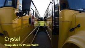  Presentation with buses - Audience pleasing PPT theme consisting of charter schools - school buses prepare for another backdrop and a tawny brown colored foreground