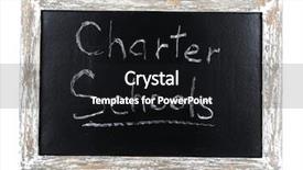  Presentation with schools - Colorful slide deck enhanced with charter schools written on chalkboard backdrop and a dark gray colored foreground