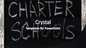  Presentation with schools - Audience pleasing slides consisting of charter schools written on chalkboard backdrop and a black colored foreground