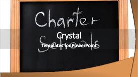  Presentation with schools - Slide deck enhanced with charter schools written on chalkboard background and a dark gray colored foreground