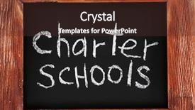  Presentation with schools - Cool new theme with charter schools written on chalkboard backdrop and a tawny brown colored foreground