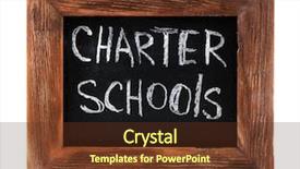 Presentation with schools - Audience pleasing PPT layouts consisting of charter schools written on chalkboard backdrop and a tawny brown colored foreground