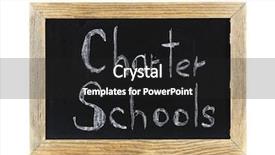  Presentation with schools - Colorful PPT theme enhanced with charter schools written on chalkboard backdrop and a dark gray colored foreground