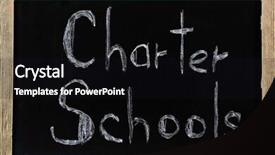  Presentation with schools - Colorful slide deck enhanced with charter schools written on chalkboard backdrop and a wine colored foreground