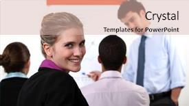  Presentation with course - Slide deck with charting course - businesspeople meeting background and a soft green colored foreground