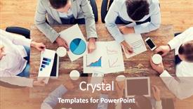  Presentation with team work - Audience pleasing slide set consisting of economics conference - business people statistics and team backdrop and a coral colored foreground