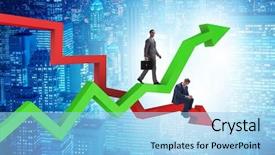  Presentation with growth - Cool new PPT theme with charts of growth and decline backdrop and a light blue colored foreground
