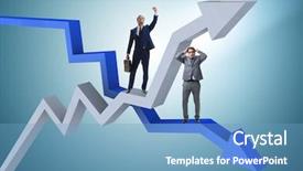  Presentation with growth - Presentation having charts of growth and decline background and a teal colored foreground