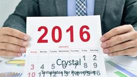  Presentation with desk - Cool new PPT theme with charts shows a 2016 backdrop and a sky blue colored foreground