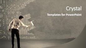  Presentation with paint roller - Beautiful presentation theme featuring charts statistics numbers data graphs backdrop and a  colored foreground