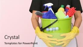  Presentation with commercial hvac duct cleaning - Colorful presentation enhanced with charwoman with cleaning supplies backdrop and a lemonade colored foreground