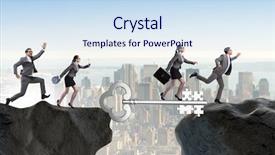  Presentation with business success - Amazing slide deck having chase - business people chasing each other backdrop and a sky blue colored foreground